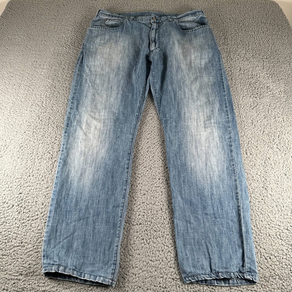 Zegna Sport Jeans Mens 36 Waist(35 Fit) Straight Leg Relaxed Cotton Linen Blend